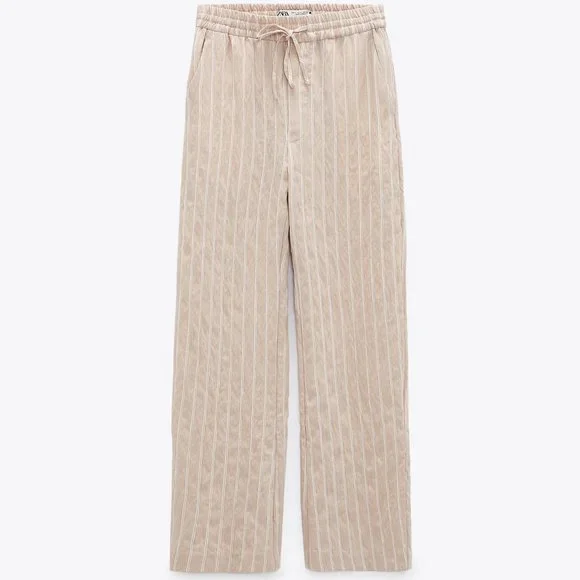 Zara Striped Textured Weave Pants - Picture 3 of 12